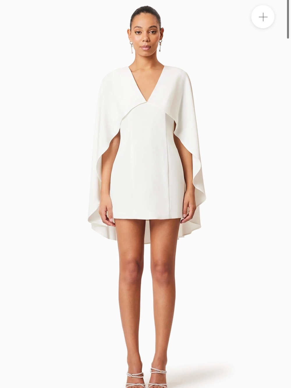 Elliatt Ivory V-Neck Capelet Mini Dress